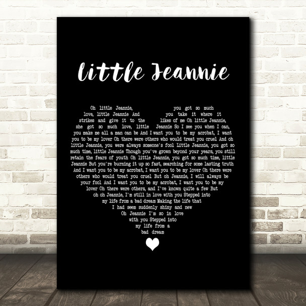 Elton John Little Jeannie Black Heart Decorative Wall Art Gift Song Lyric Print