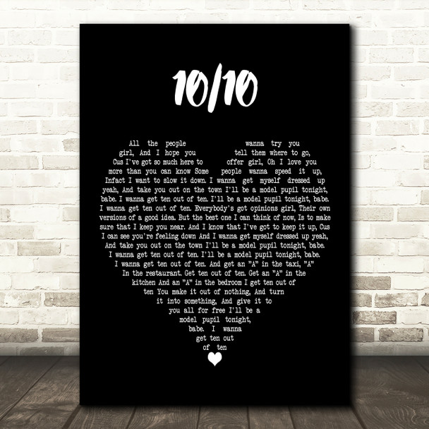Paolo Nutini 10 OUT OF 10 Black Heart Decorative Wall Art Gift Song Lyric Print