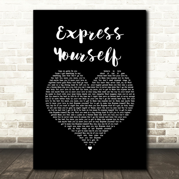 Madonna Express Yourself Black Heart Song Lyric Wall Art Print