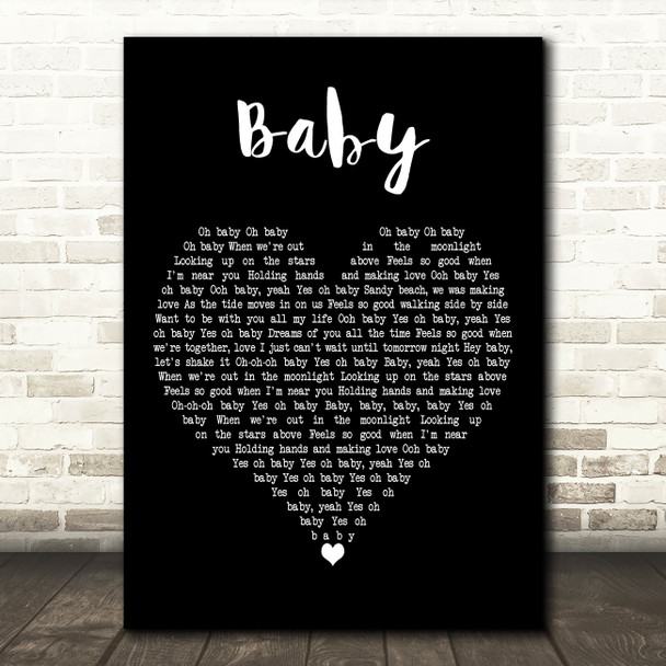 Donnie & Joe Emerson Baby Black Heart Decorative Wall Art Gift Song Lyric Print