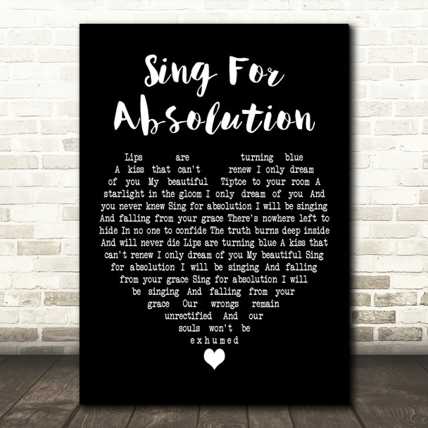 Muse Sing For Absolution Black Heart Decorative Wall Art Gift Song Lyric Print