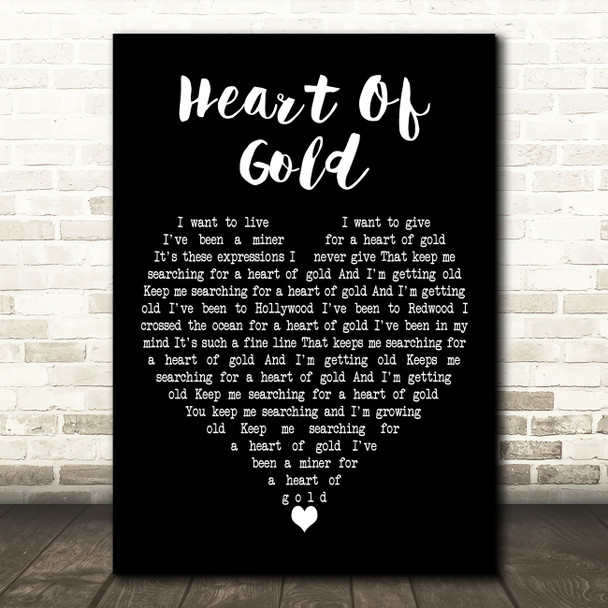 Neil Young Heart Of Gold Black Heart Decorative Wall Art Gift Song Lyric Print