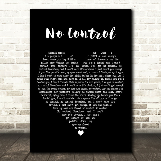 One Direction No Control Black Heart Decorative Wall Art Gift Song Lyric Print