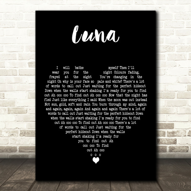 Bombay Bicycle Club Luna Black Heart Decorative Wall Art Gift Song Lyric Print