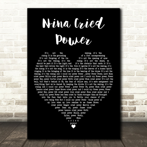 Hozier Nina Cried Power Black Heart Decorative Wall Art Gift Song Lyric Print
