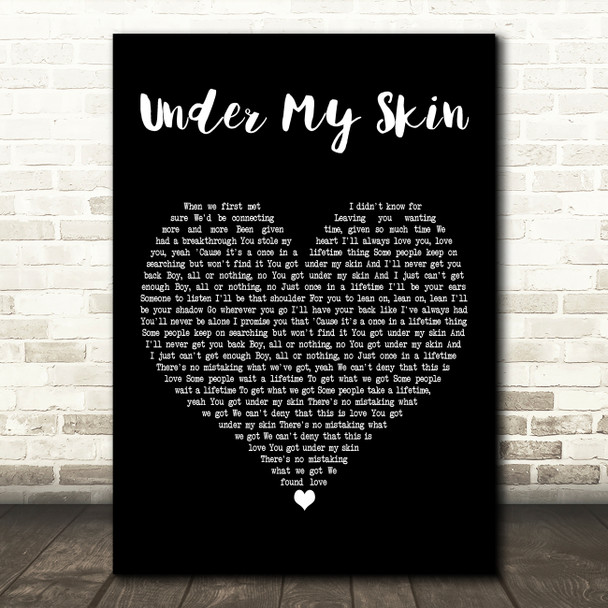 Gabrielle Under My Skin Black Heart Decorative Wall Art Gift Song Lyric Print