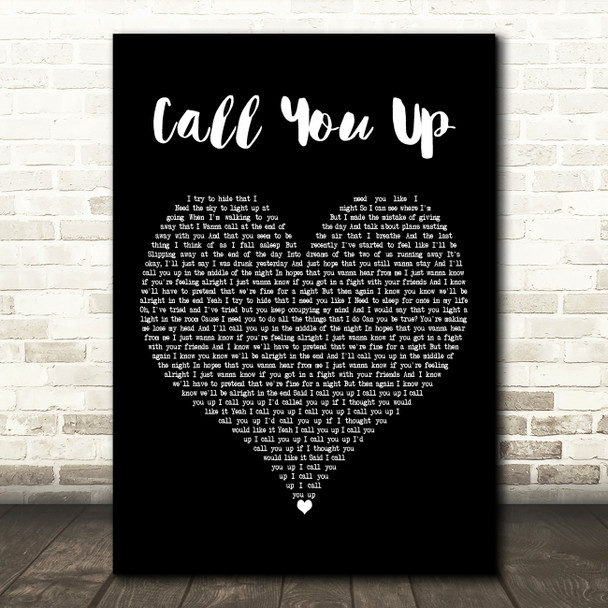 Viola Beach Call You Up Black Heart Decorative Wall Art Gift Song Lyric Print