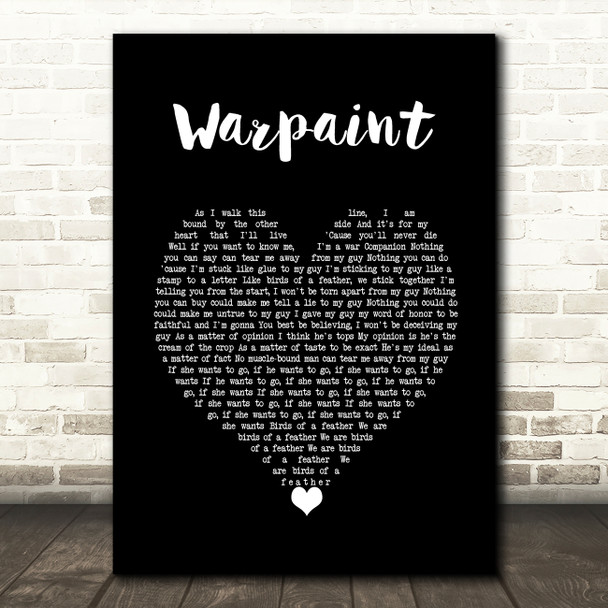Billie Holiday Warpaint Black Heart Decorative Wall Art Gift Song Lyric Print