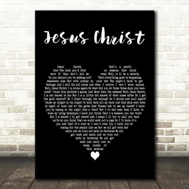 Brand New Jesus Christ Black Heart Decorative Wall Art Gift Song Lyric Print