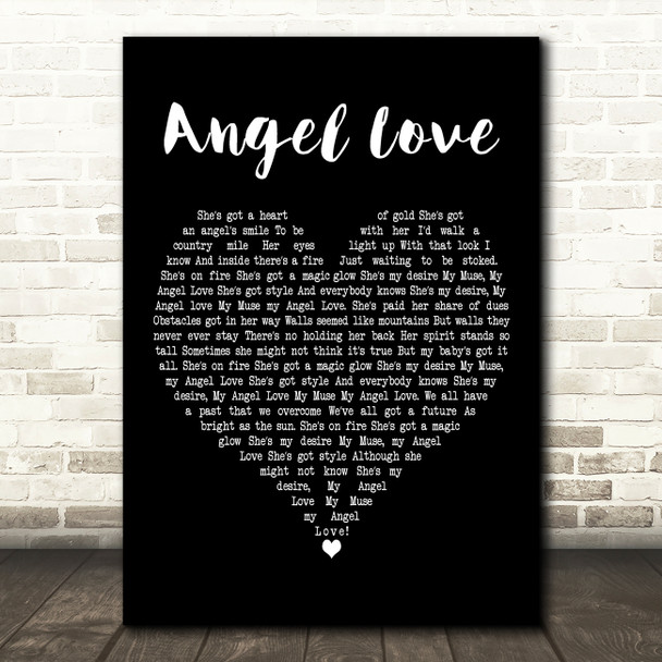 Eric Abrams Angel Love Black Heart Decorative Wall Art Gift Song Lyric Print