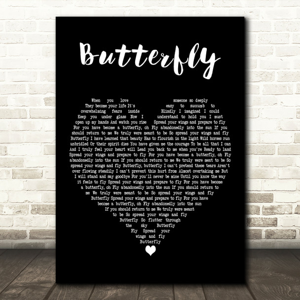 Mariah Carey Butterfly Black Heart Decorative Wall Art Gift Song Lyric Print