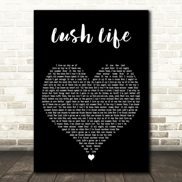 Zara Larsson Lush Life Black Heart Decorative Wall Art Gift Song Lyric Print