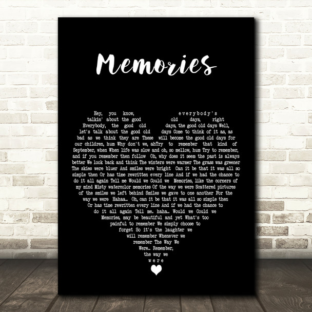 Gladys Knight Memories Black Heart Decorative Wall Art Gift Song Lyric Print