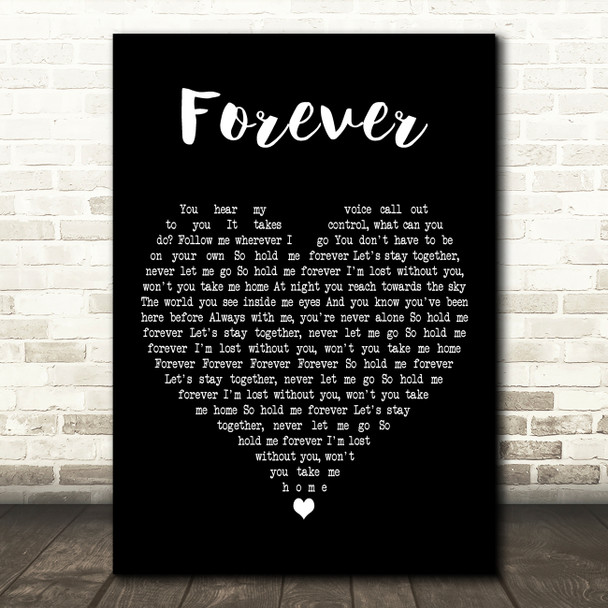 Kelly Llorenna Forever Black Heart Decorative Wall Art Gift Song Lyric Print