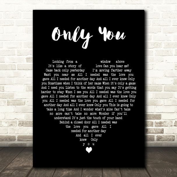 Alison Moyet Only You Black Heart Decorative Wall Art Gift Song Lyric Print