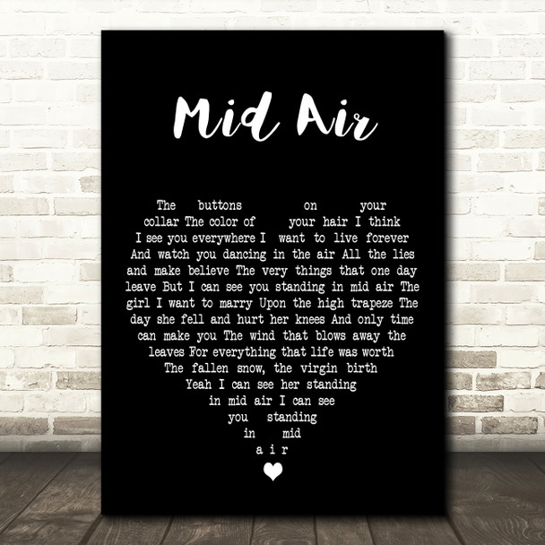 Paul Buchanan Mid Air Black Heart Decorative Wall Art Gift Song Lyric Print