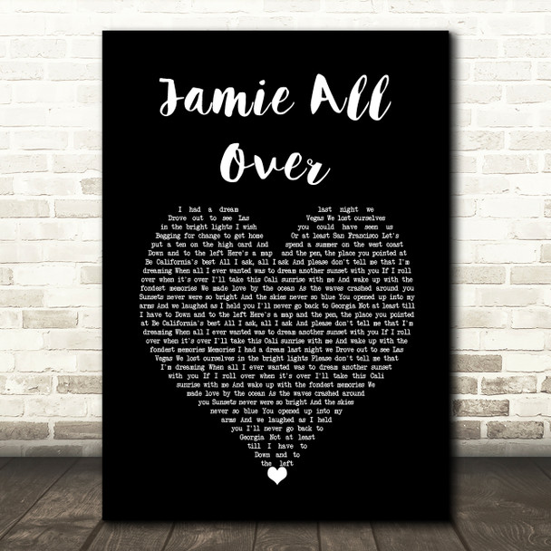 Mayday Parade Jamie All Over Black Heart Song Lyric Wall Art Print