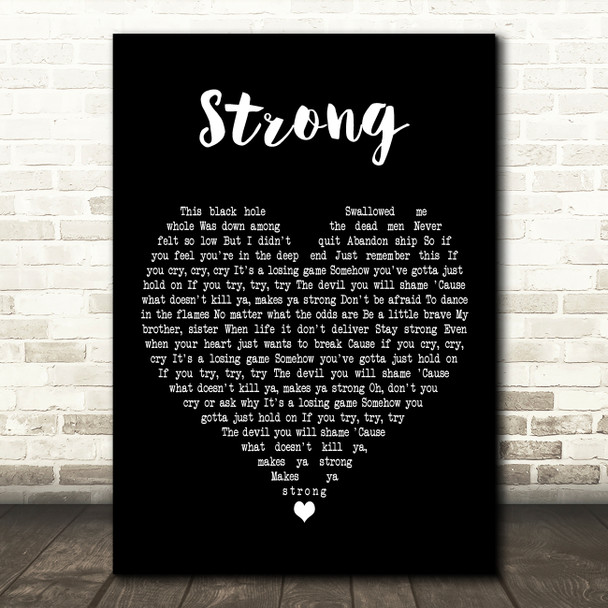 Mark Kingswood Strong Black Heart Decorative Wall Art Gift Song Lyric Print