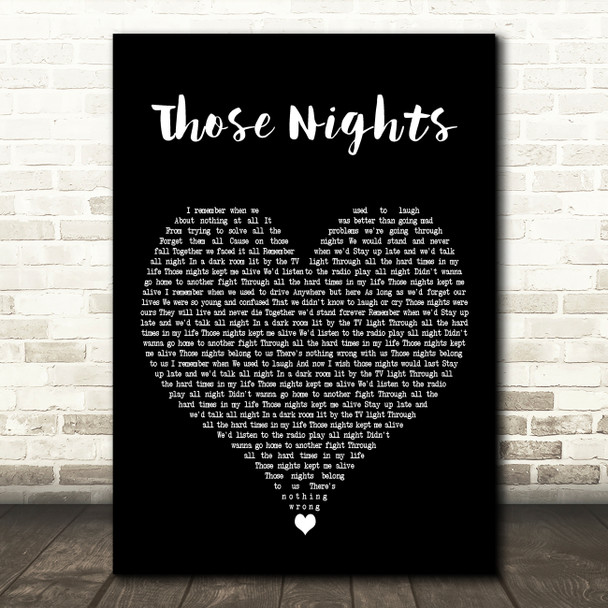 Skillet Those Nights Black Heart Decorative Wall Art Gift Song Lyric Print
