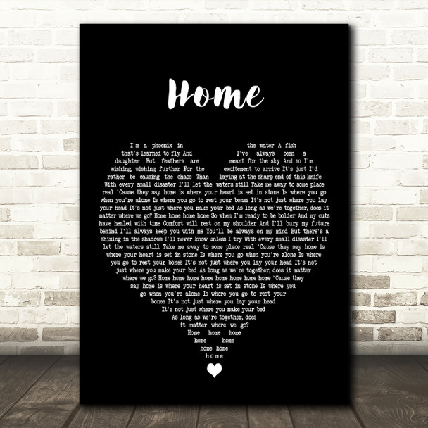 Gabrielle Aplin Home Black Heart Decorative Wall Art Gift Song Lyric Print