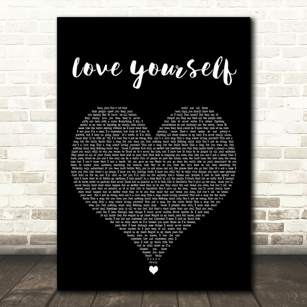 Phora Love Yourself Black Heart Decorative Wall Art Gift Song Lyric Print