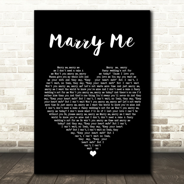 Meghan Trainor Marry Me Black Heart Song Lyric Wall Art Print