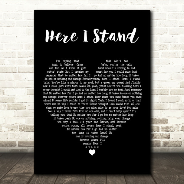 Usher Here I Stand Black Heart Decorative Wall Art Gift Song Lyric Print