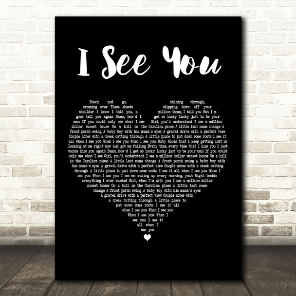 Parmalee I See You Black Heart Decorative Wall Art Gift Song Lyric Print