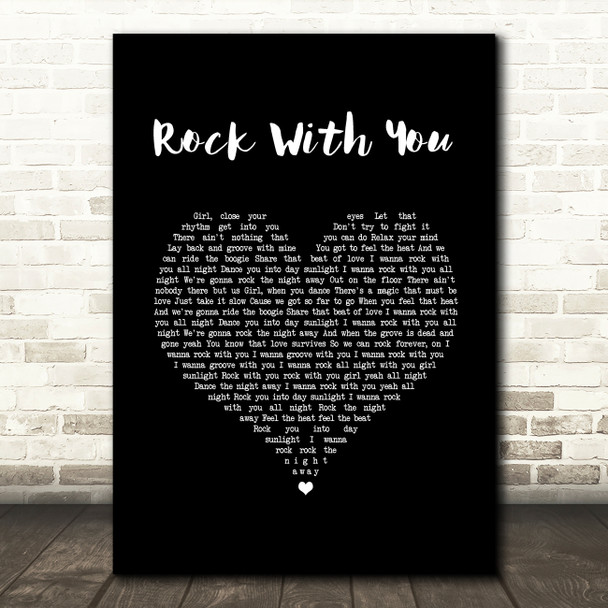 Michael Jackson Rock With You Black Heart Song Lyric Wall Art Print