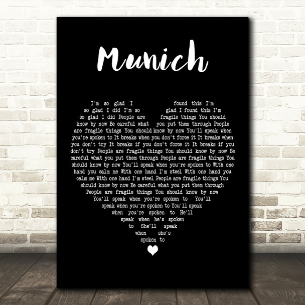 Editors Munich Black Heart Decorative Wall Art Gift Song Lyric Print