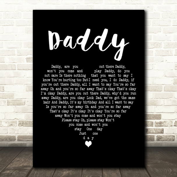 Coldplay Daddy Black Heart Decorative Wall Art Gift Song Lyric Print