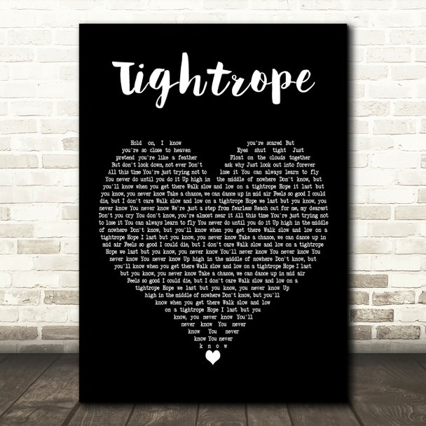 LP Tightrope Black Heart Decorative Wall Art Gift Song Lyric Print