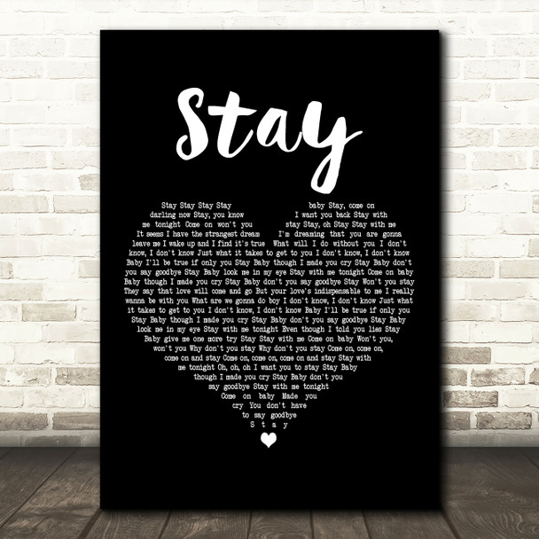 Eternal Stay Black Heart Decorative Wall Art Gift Song Lyric Print