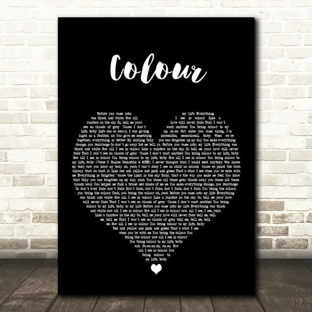 MNEK Colour Black Heart Decorative Wall Art Gift Song Lyric Print