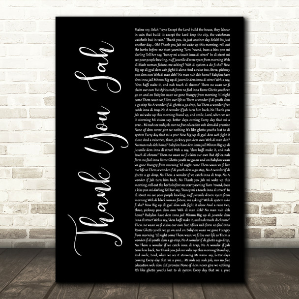 Vybz Kartel Thank You Jah (On And On) Black Script Decorative Wall Art Gift Song Lyric Print