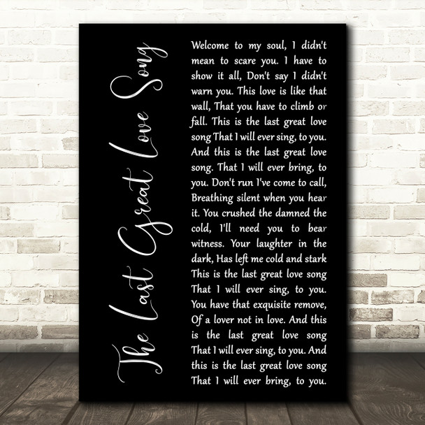 Finbar Furey The Last Great Love Song Black Script Decorative Wall Art Gift Song Lyric Print