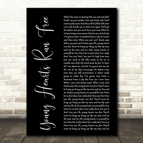 Candi Staton Young Hearts Run Free Black Script Decorative Wall Art Gift Song Lyric Print
