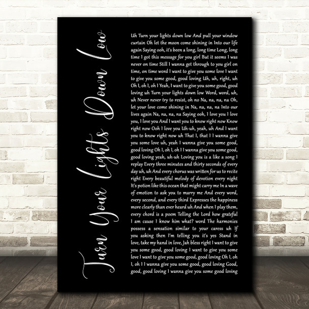 Lauryn Hill Bob Marley Turn Your Lights Down Low Black Script Wall Art Song Lyric Print