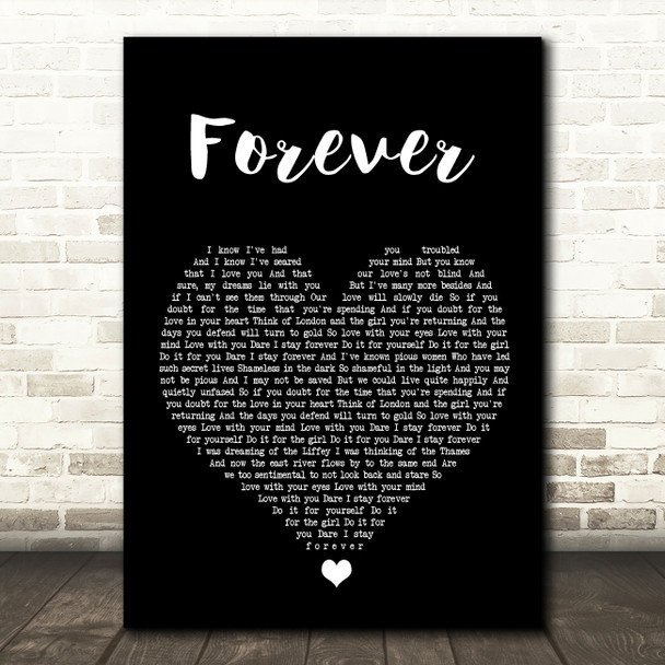 Mumford & Sons Forever Black Heart Song Lyric Wall Art Print