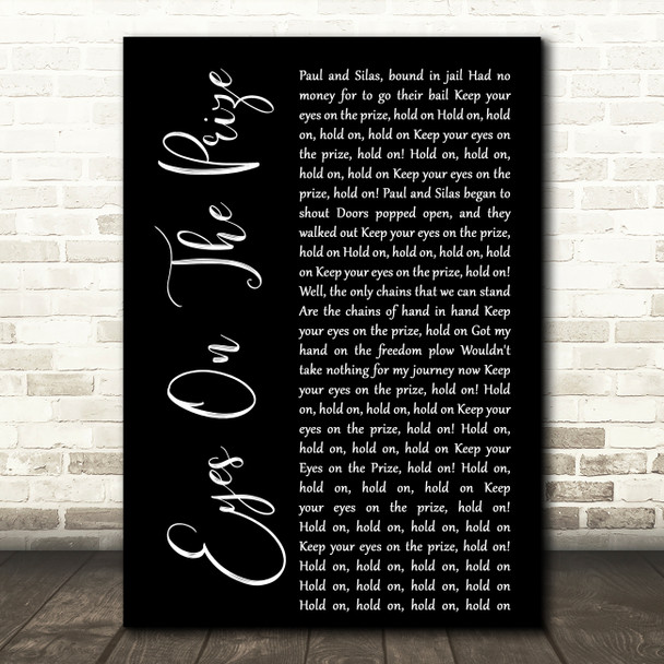 Mavis Staples Eyes On The Prize Black Script Decorative Wall Art Gift Song Lyric Print