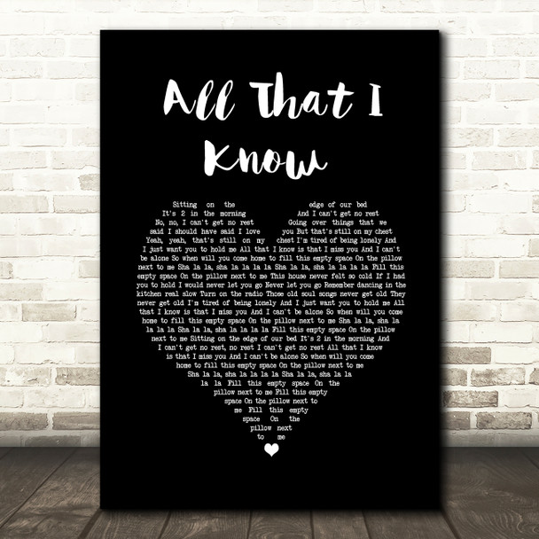Nadine Coyle All That I Know Black Heart Song Lyric Wall Art Print