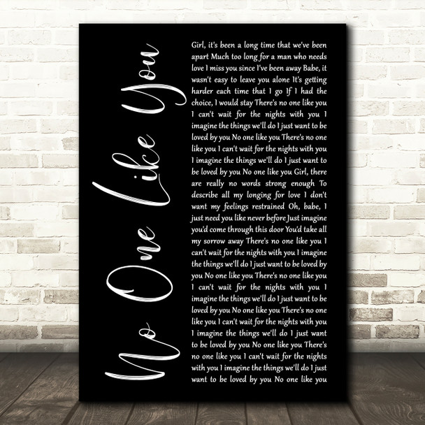 Scorpions No One Like You Black Script Decorative Wall Art Gift Song Lyric Print