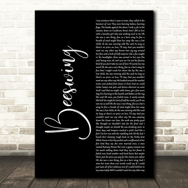 Richard Thompson Beeswing Black Script Decorative Wall Art Gift Song Lyric Print