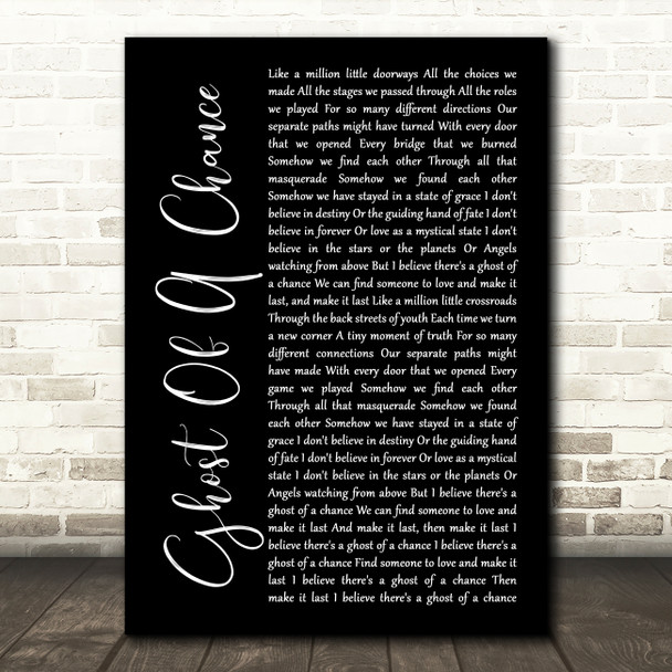 Rush Ghost Of A Chance Black Script Decorative Wall Art Gift Song Lyric Print