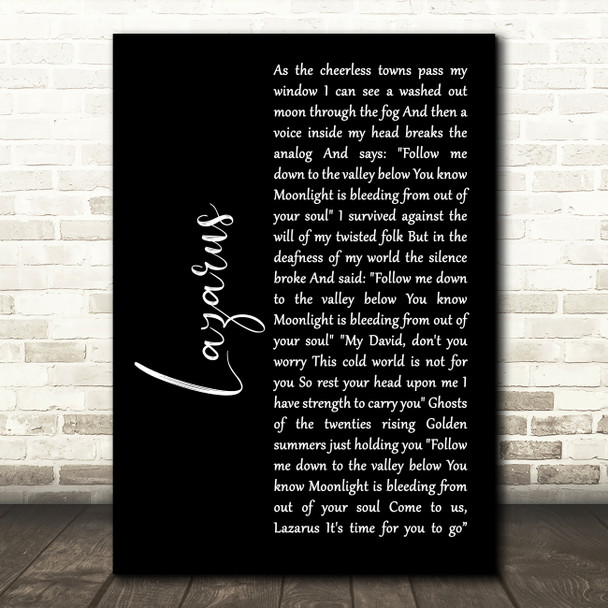 Porcupine Tree Lazarus Black Script Decorative Wall Art Gift Song Lyric Print