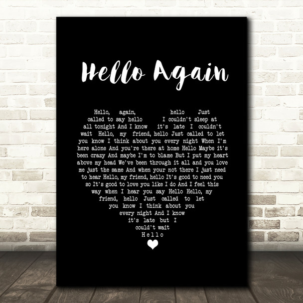 Neil Diamond Hello Again Black Heart Song Lyric Wall Art Print