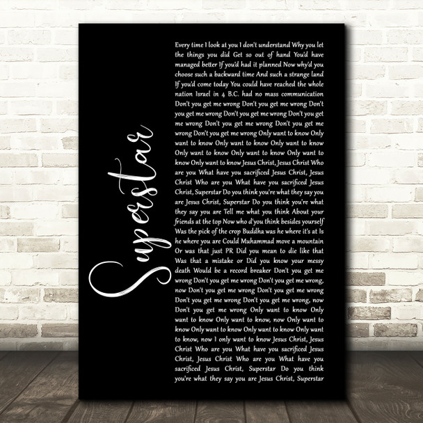 Murray Head Superstar Black Script Decorative Wall Art Gift Song Lyric Print