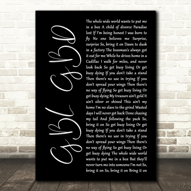 Smith & Myers GBL GBD Black Script Decorative Wall Art Gift Song Lyric Print