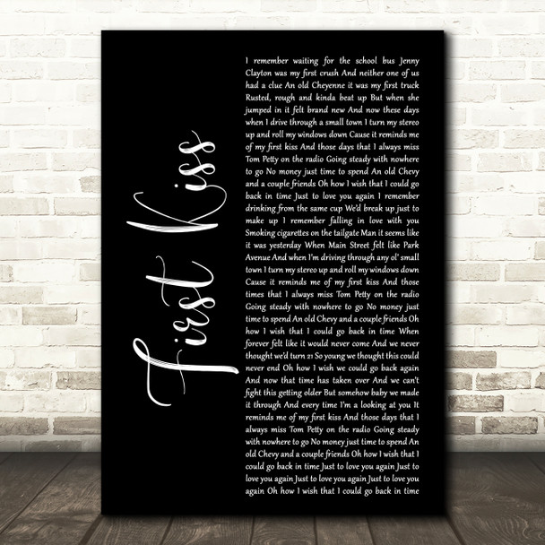 Kid Rock First Kiss Black Script Decorative Wall Art Gift Song Lyric Print