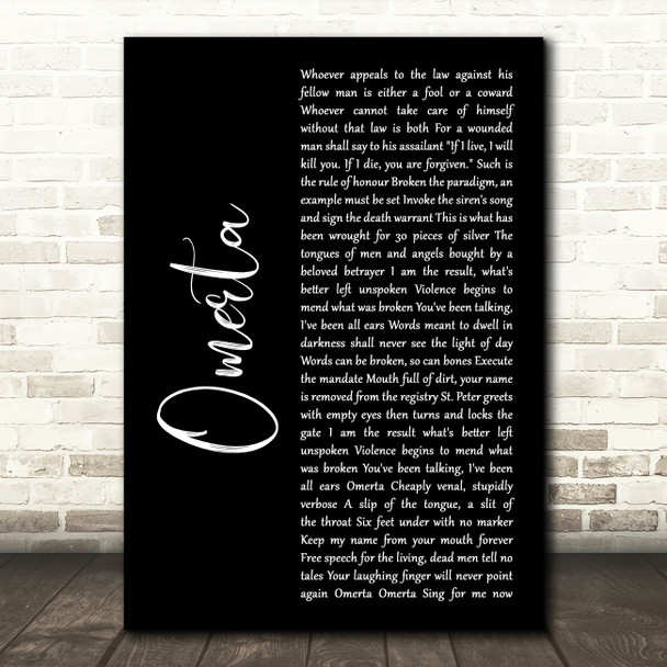 Lamb Of God Omerta Black Script Decorative Wall Art Gift Song Lyric Print